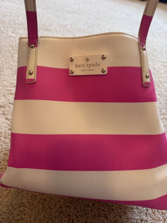 kate spade Handbags - kate spade Pink and White Striped Leather Tote